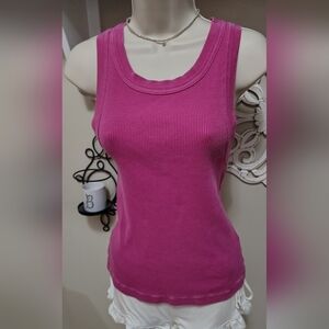 Organic Cotton Pink Ribbed Tank Top